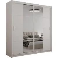 Masseno Schiebetürenschrank KARTHUS 203/215/61 cm 2-türig mit Spiegel Beige