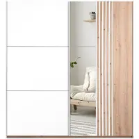 Masseno Schiebetürenschrank ATROX 203/215/65 cm 2-türig mit Spiegel Weiß