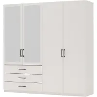 Masseno Drehtürenschrank HECARIM 215/196/60 cm 4-türig mit Spiegel Kaschmir