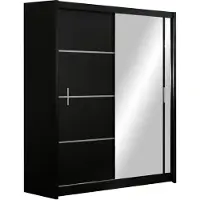 Masseno Schiebetürenschrank NASUS 150/215/61 cm 2-türig mit Spiegel Schwarz