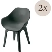 Dmora Oakahalla - Outdoor Stühle, Anthrazit-Schwarz, 2 Stück Italy