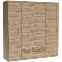 Masseno Drehtürenschrank YASUO 195,5/200,5/57,5 cm 4-türig Eichefarben