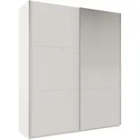 Masseno Schiebetürenschrank ORIANNA 200/244/65 cm 2-türig mit Spiegel Weiß