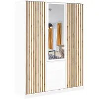 Masseno Drehtürenschrank GAREN 149/200/57,5 cm 3-türig mit Spiegel Weiß