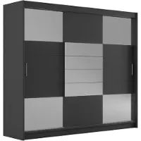 Masseno Schiebetürenschrank KALISTA 250/215/61 cm 2-türig mit Spiegel Graphitfarben
