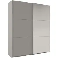 Masseno Schiebetürenschrank ORIANNA 225/244/65 cm 2-türig mit Spiegel Grau