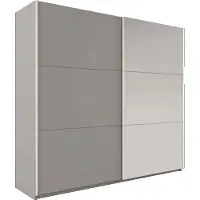 Masseno Schiebetürenschrank IVERN 250/215/65 cm 2-türig mit Spiegel Grau