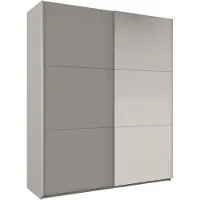 Masseno Schiebetürenschrank ORIANNA 200/244/65 cm 2-türig mit Spiegel Grau