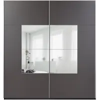 Masseno Schiebetürenschrank DIANA 203/215/65 cm 2-türig mit Spiegel Graphitfarben