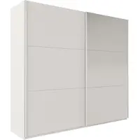 Masseno Schiebetürenschrank IVERN 225/215/65 cm 2-türig mit Spiegel Weiß