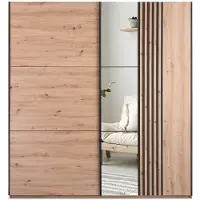 Masseno Schiebetürenschrank ATROX 203/215/65 cm 2-türig mit Spiegel Eiche Artisan
