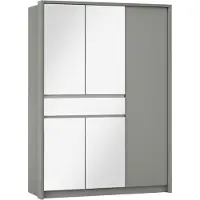 Masseno Schiebetürenschrank RUMBLE 151/217/65 cm 2-türig mit Spiegel Grau