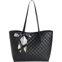 Edibazzar Große, gesteppte Shopper-Tasche für Damen, schwarz, modische Schultertasche