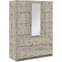 Masseno Drehtürenschrank ELISE 147/200/57,5 cm 3-türig mit Spiegel Eichefarben