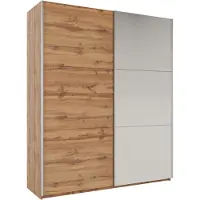 Masseno Schiebetürenschrank ORIANNA 200/244/65 cm 2-türig mit Spiegel Eiche Wotan