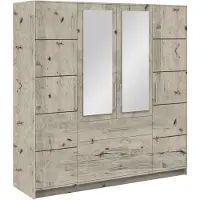 Masseno Drehtürenschrank ELISE 196/200/57,5 cm 4-türig mit Spiegel Eichefarben