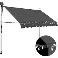 The Living Store Einziehbare Markise Handbetrieben mit LED 250 cm Anthrazit