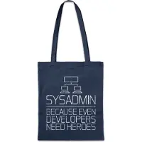 Eric Helmar Müller Urban Backwoods Sysadmin Even Developers Need Heroes, Stofftasche, Farbe: Navy