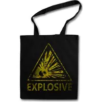 Eric Helmar Müller Urban Backwoods Caution Explosive Vintage Logo Sign, Stofftasche, Farbe: Schwarz