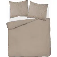 Detexpol Satin Bettwäsche 160x200 glatt mit Premium Streifen, Dunkelbeige Taupe
