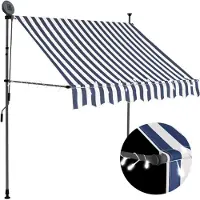 Syfax Einziehbare Markise Handbetrieben mit LED 200 cm Blau und Weiß