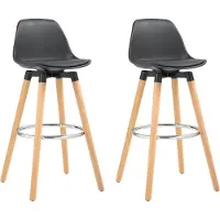Northio Skandinavische Barhocker, 2er-Set, Holzgestell, Schwarz