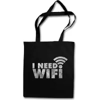 Eric Helmar Müller Urban Backwoods I Need Wifi, Stofftasche, Farbe: Schwarz