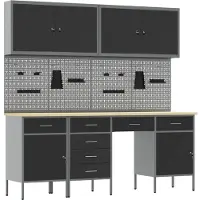 vidaXL Werkbank mit Speicher 10 pcs Schwarz Ingenieure Holz und Stahl