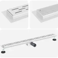 Syfax Duschabfluss mit Liniendesign Silber 100 cm Edelstahl 304