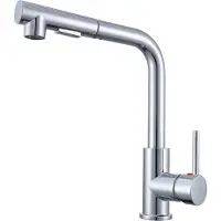 Aica Sanitär GmbH AICA L-förmiger Küchenhahn Ausziehbarer Brause Messingkern 2 Strahlarten Wasserhahn Küche Mischbatterie Chrom