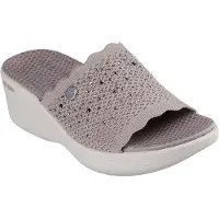 SKECHERS Pantolette "PIER-LITE-LIGHT ESSENCE", Damen, Gr. 42, Textil, beige (taupe), Glitzer, Schuhe Pantolette, Sommerschuh, Strandschuh mit Luxe Foam und Glitzerdetails