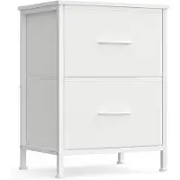Songmics Kommode, Schrank, 2 Stoffschubladen, für Schlafzimmer, Flur, Wohnzimmer, weiß