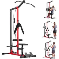 StarTech.com Latzugstation - 3-in-1 Latzugturm/Kabelzugstation - Bis 181 kg belastbar - Mit Latzugstange & Kabelzug - Rücken Arme Schultern Bauch - Für Zuhause & Fitnessstudio - Schwarz