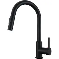 Aica Sanitär GmbH AICA Küchenarmatur Ausziehbarer Sprayer Messingkern 2 Strahlarten Mischbatterie Wasserhahn Küche Schwarz Matt
