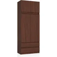 Akord Kleiderschrank S90 mit Aufsatz Wenge 90 cm 2 Türen 2 Schubladen 6 Ebenen B90 x H234 x T51 cm