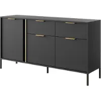 Meble Laski Sideboard Lars Kommode 153,1x39,5x81,4cm anthrazit gold