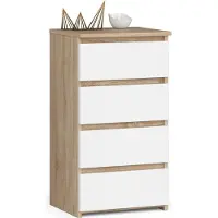 Akord Kommode CL4 Sonoma-Eiche 40 cm 4 Schubladen Front Weiß B40 x H74 x T35 cm