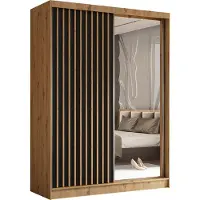 AGMAT-FURNITURE AGMAT Schwebetürenschrank Nevada, Kleiderschrank mit Spiegel und 2 Türen, Moderne Garderobe in Farbe: Artisan, Schrank in Größe: 160 x 216 x 61 cm