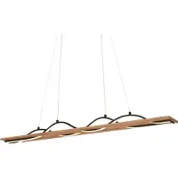 Briloner LED-Hängeleuchte Vinka, 2-flammig, Länge 98 cm, holzfarben
