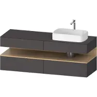 Duravit Qatego Konsolenwaschtischunterbau, 2 Auszüge, 2 Schubkästen, Ausschnitt rechts, 1600x550x6
