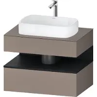 Duravit Qatego Konsolenwaschtischunterbau, 1 Auszug, 1 Schubkasten, Ausschnitt mittig, 800x550x600mm, Nische Eiche Schwarz, QA4730016430000