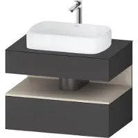 Duravit Qatego Konsolenwaschtischunterbau, 1 Auszug, 1 Schubkasten, Ausschnitt mittig, 800x550x600mm