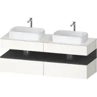 Duravit Qatego Konsolenwaschtischunterbau, 2 Auszüge, 2 Schubkästen, 2 Ausschnitte, 1600x550x600mm, Nische Graphit Matt, QA4779049840010