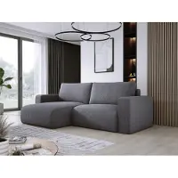 Domo DomoHome Universelles Ecksofa Mit Schlaffunktion Und Bettkasten Weicher Cordstoff Flexibel Stellbar Linkes Layout Schlaffläche: 205x125cm Größe: 247x143x83cm Farbe: Grau