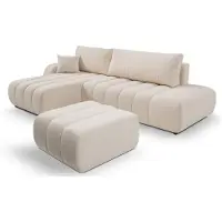 Domo Ecksofa mit Schlaffunktion BALOO – Modernes Design | Hohe Funktionalität | Komfortable Sitzfläche | Langlebige Materialien | Einfache Montage | Farbe weiß | Links