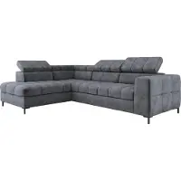 Domo Ecksofa PABLO 279x201 cm Mit Bettkasten, Schlaffunktion, Verstellbaren Kopfstützen Und Metallfüßen, Bezogen Mit Pflegeleichtem CLOUD-Stoff, Wellenfederung, T30-Schaum Linke Layout, DUNKELGRAU