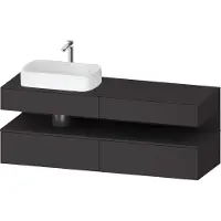 Duravit Qatego Konsolenwaschtischunterbau, 2 Auszüge, 2 Schubkästen, Ausschnitt links, 1600x550x600mm, Nische Graphit Supermatt, QA4777080800010
