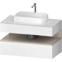 Duravit Qatego Konsolenwaschtischunterbau, 1 Auszug, 1 Schubkasten, Ausschnitt mittig, 1000x550x600mm, Nische Taupe Matt, QA4731091180000