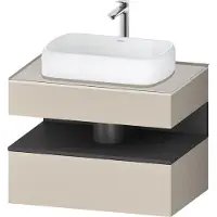 Duravit Qatego Konsolenwaschtischunterbau, 1 Auszug, 1 Schubkasten, Ausschnitt mittig, 800x550x600mm, Nische Graphit Matt, QA4730049830000