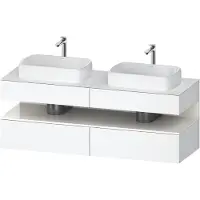 Duravit Qatego Konsolenwaschtischunterbau, 2 Auszüge, 2 Schubkästen, 2 Ausschnitte, 1600x550x600mm, Nische Weiß Hochglanz, QA4779022180010